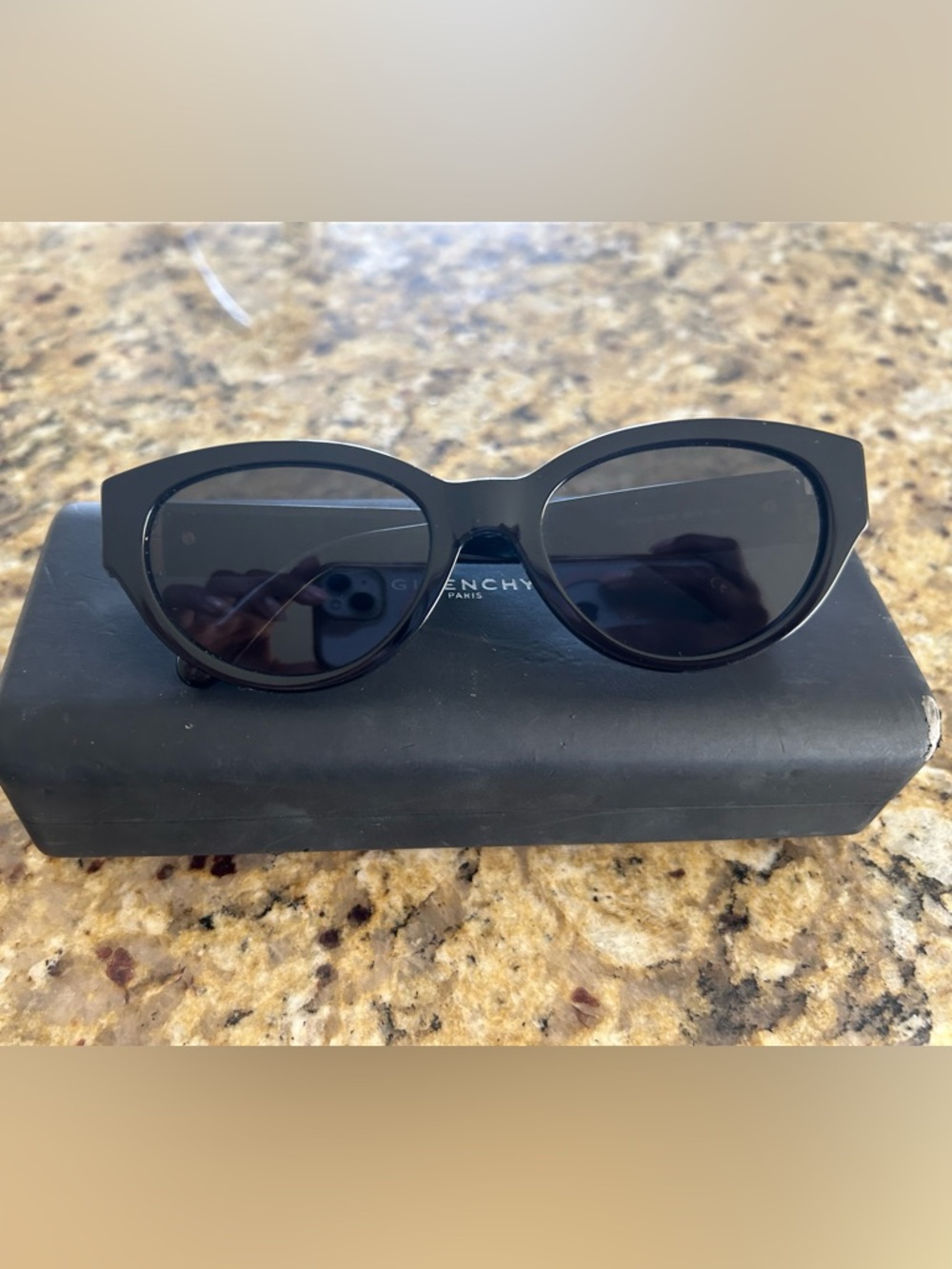 Givenchy Black Cat-Eye Sunglasses with Dark Lenses